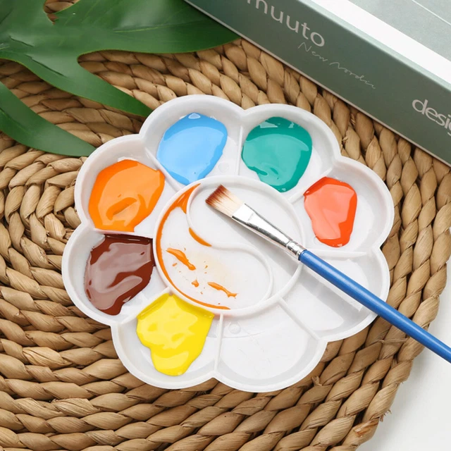 60 Tavolozze Per Pittura In Plastica Bianca - Vassoi Rotondi Con 10 Pozzetti Per Bambini E Artisti