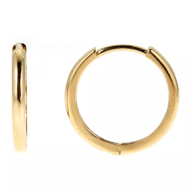 14K Real Yellow Gold Huggie Huggy Hoops baby Earrings 10 mm