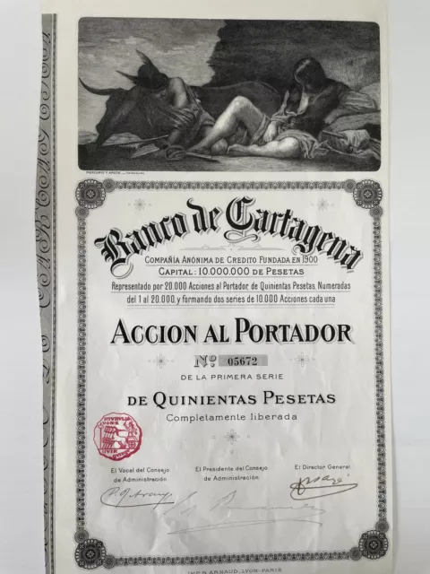 spanische historische BankenAktien - Banco de Cartagena Compagnia Anonima 2