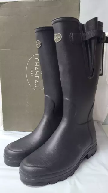 Le Chameau Men Vierzon M Jersey Lined Black Rain Boots 13.5 (US) FREE SHIPPING