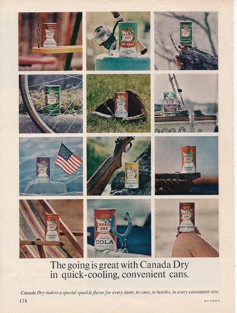 Magazine Ad - 1963 - Canada Dry - (various cans shown)