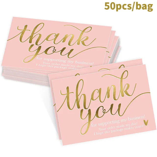 50PCS Pink Thank You for Your Order Business Cards Gift Business Greeting CaLN
