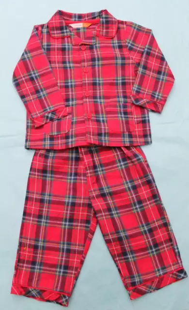 John Lewis Baby boys 2 part red tartan 100% cotton pyjama set age 3-6 months