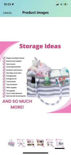 New Arabella Baby Diaper Caddy Organizer for Boy Girl Pink Gray Storage Basket 3