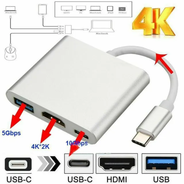 Nuovo USB Tipo C A HDMI HDTV Cavo TV Adattatore Convertitore Per Macbook Andro ★