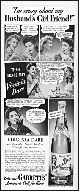 1941 Virginia Dale Wine my husband's girlfriend vintage photo print ad adL5