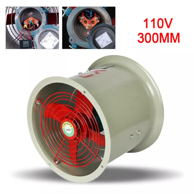 110V 12& EXPLOSION-PROOF Axial Fan Pipe Spray Booth Paint Fumes Exhaust ...