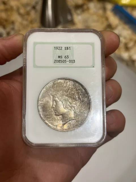 1922-P Peace Dollar / NGC MS63 "Fatty" Holder / Natural Toning on Both Sides