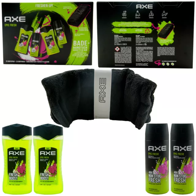 Juego de regalo Axe EPIC FRESH compuesto por 2 x gel de ducha 250ml + 2 x desodorante + toalla