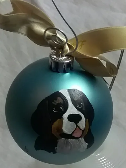 Saint Bernard Handpainted Dog  Christmas Ornament "One of a Kind"