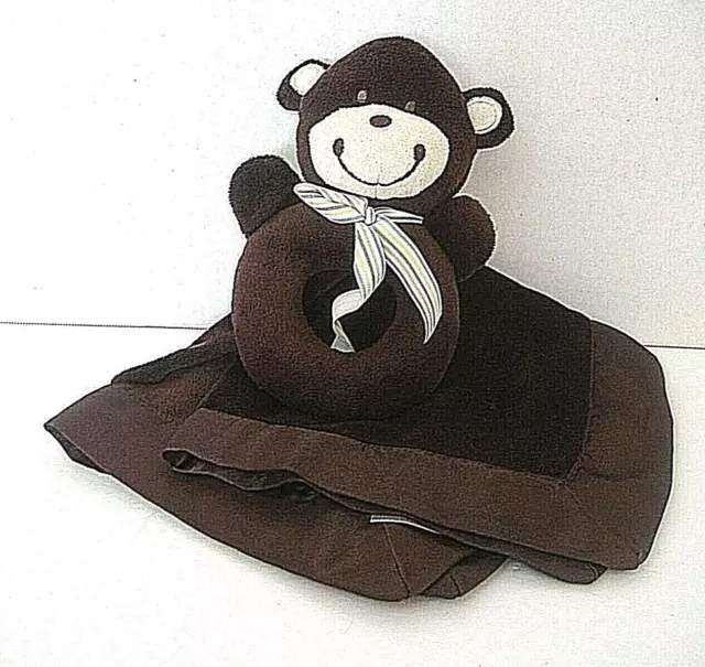 Carter's Chocolate Brown Monkey Lovey NuNu Rattle Security Blanket