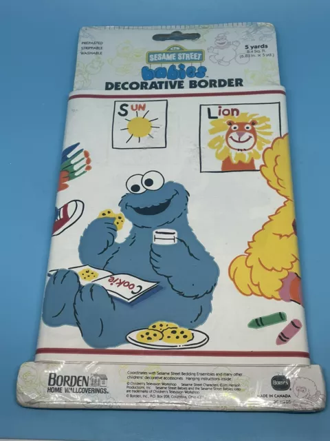 NOS SEALED Sesame Street Babies Decorative Wallpaper Border 5 Yards Jim Henson