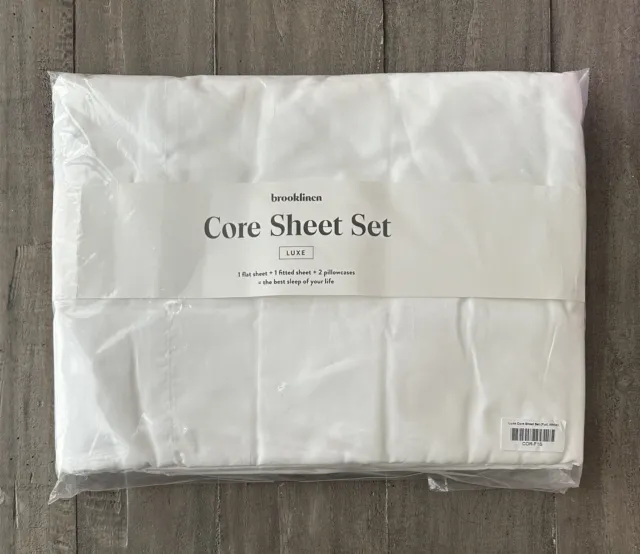 Juego de sábanas Brooklinen Luxe Core blancas completas 1 plano, 1 sábana ajustada y 2 fundas de almohada