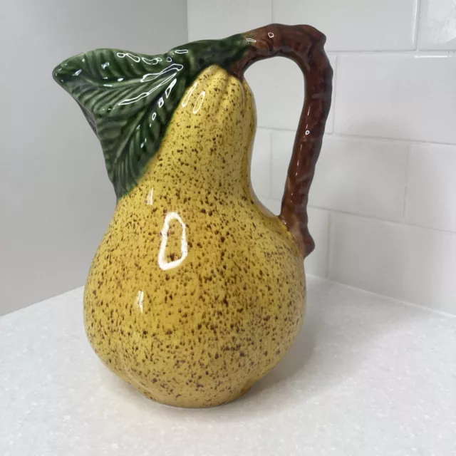 Olfaire Ceramic Pear Shaped Fruit Drink Pitcher Made In Portugal Vintage