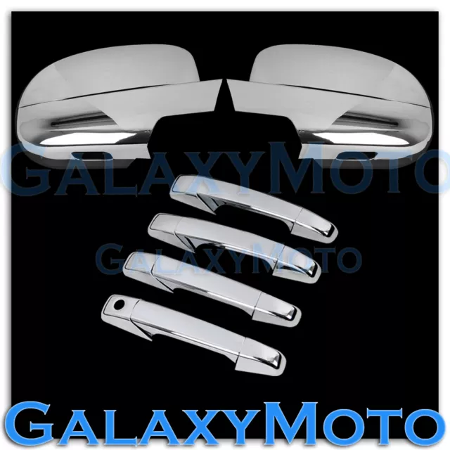 07-14 Chevy Suburban+Tahoe Chrome FULL Mirror+4 Door Handle no PSG Keyhole Cover