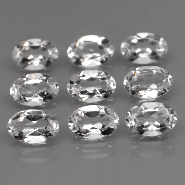 Oval 6x4 mm.Natural White Topaz Africa Full Sparkling&CLEAN 9Pcs/4.98Ct.