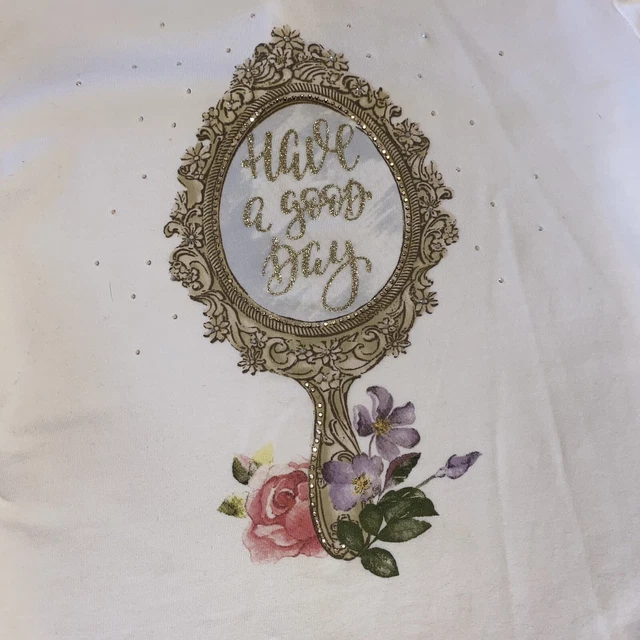 Monnalisa & Mayoral Girls White T-shirt Leggings Outfit Set Rose Mirror Age 6 4