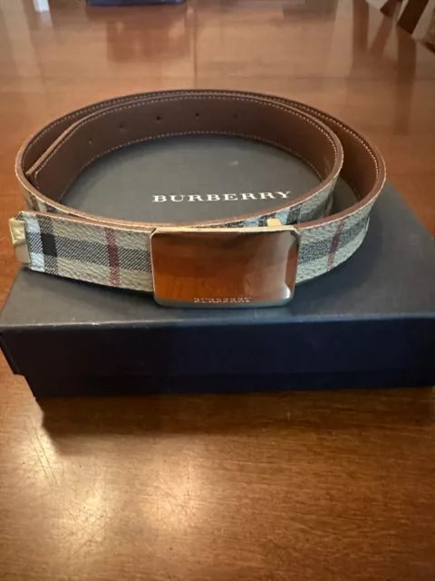 Vintage Gold Burberry Logo Buckle Nova Check Belt