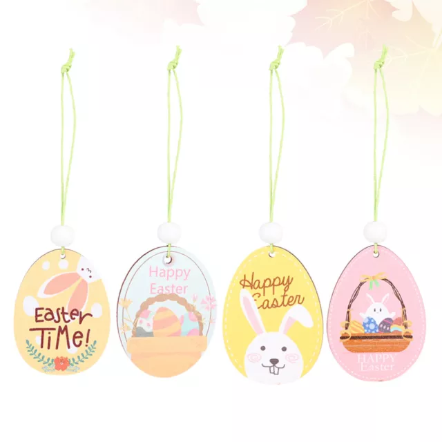 8 Pcs Easter Wood Ornament Craft Slices Bunny Wall Hanging Spring Wooden