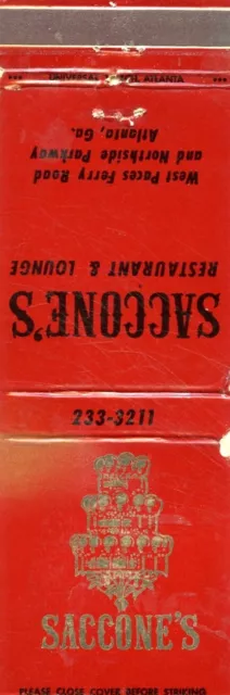 Saccones Restaurant, Atlanta, Georgia Matchbook