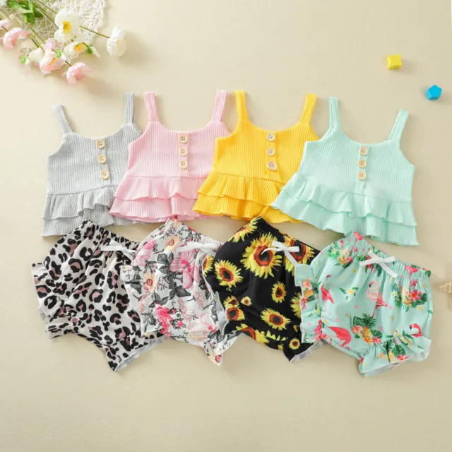 Set pantaloncini senza maniche top floreali set vestiti per neonati