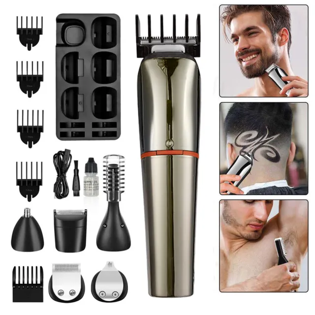 Mens Rechargeable Body Hair Clipper Beard Trimmer Shaver Groomer Cordless Style