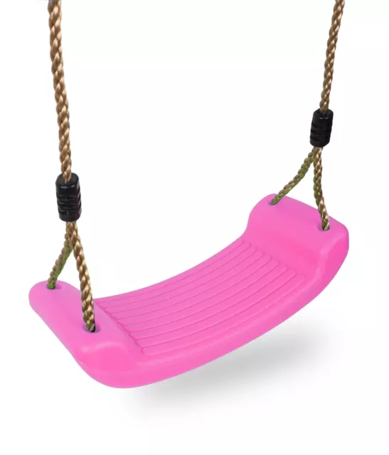 Garden Swing Seat with Height Adjustable Ropes Kids Climbing Frame Set - Pink