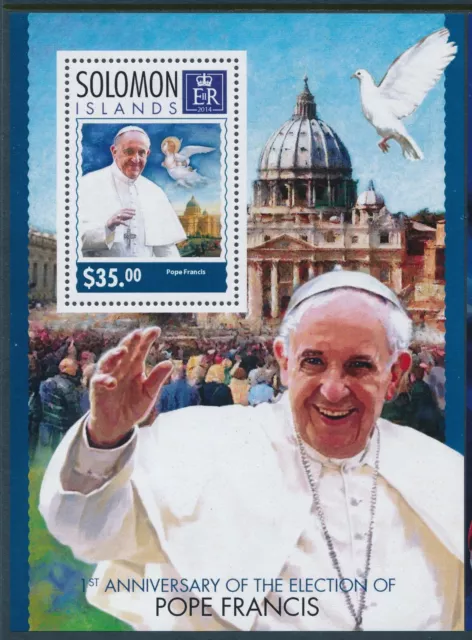 2014 Solomon Islands Pope Francis Mini Sheet ($35) Fine Mint Mnh