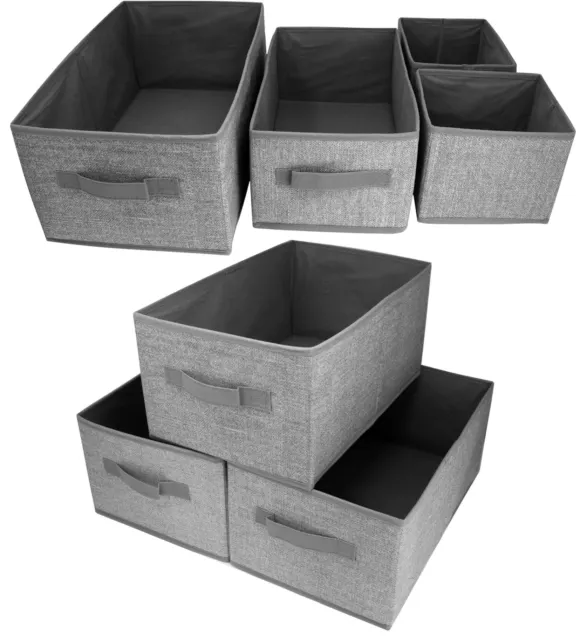 Storage Baskets, Set of 4 and 3, Foldable Fabric Storage Baskets Organisers Box
