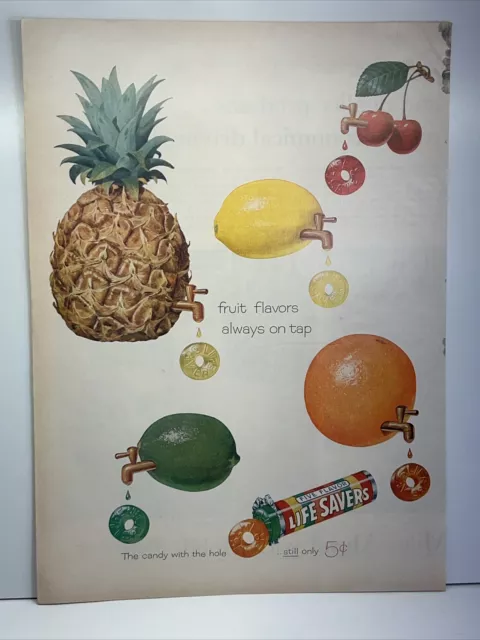 Life Savers Candy Fruit with Hole 1958 Vintage Print Ad Life Magazine