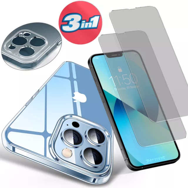 Hülle für iPhone 14 13 12 Pro Max Schutz Kamera Case + 2x Panzerfolie 9H Glas