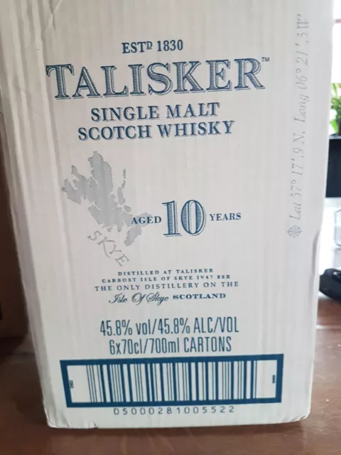 6x Talisker 10 Jahre Single Malt Scotch Whisky Alkohol 45.8%,  altes Design