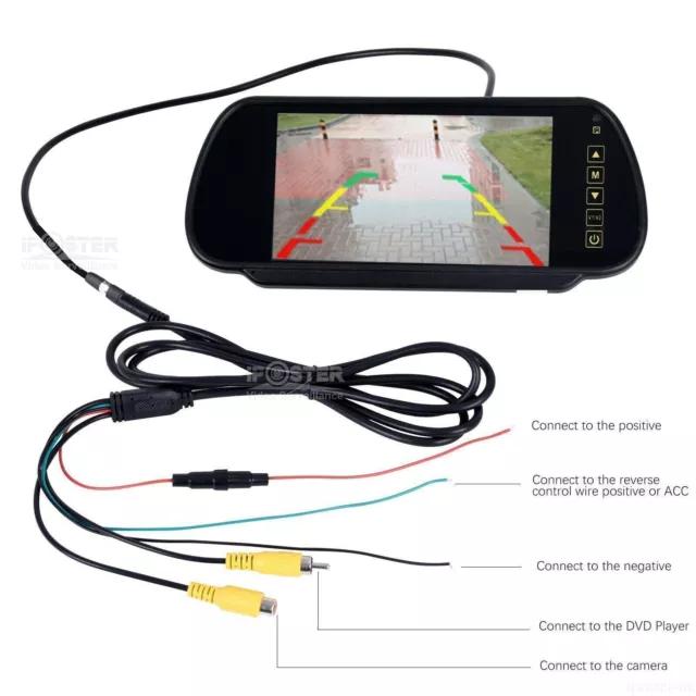 7'' TFT LCD Screen Car Rear View Mirror Monitor for Reversing Camera Kit DVD VCR