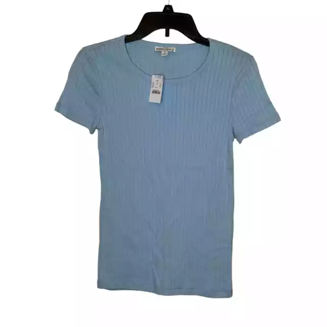 J.Crew Women's Tee Top Ribbed Short Sleeve Cotton Style# L1010. Blue Small NWT