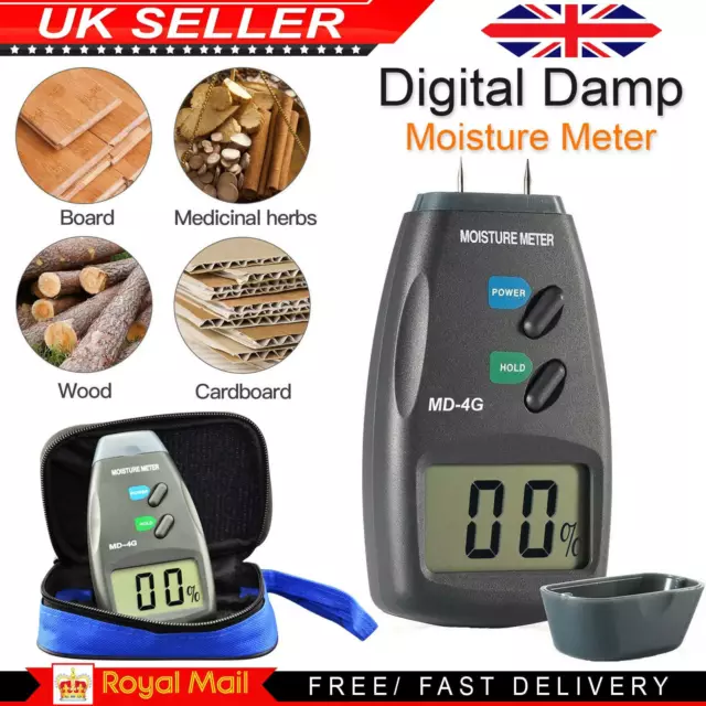 Digital Moisture Meter 4 Pin PRO Damp Detector Timber Wood Tester Plaster Sensor