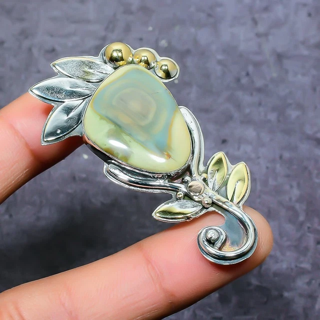 Imperial Jasper Gemstone Handmade 925 Sterling Silver Jewelry Pendant 2.36" s124