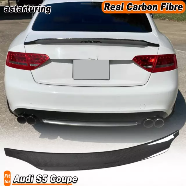 For Audi S5 RS5 Coupe 8T 2009-2016 Carbon Fiber Rear Trunk Lip Spoiler Boot Wing