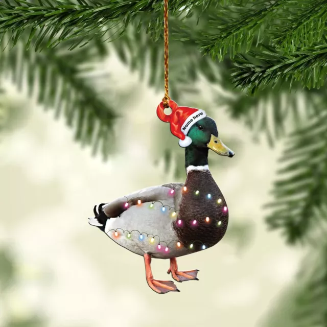 Love Mallard duck light Christmas Ornament, duck lover tree hanging Xmas decor