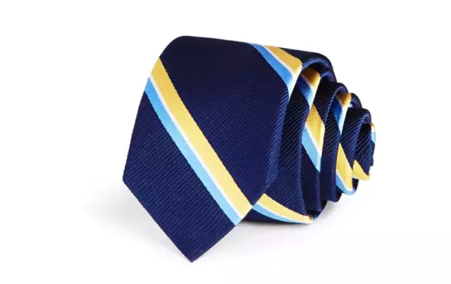 Michael Kors Boys' Blue Yellow Striped 100% Silk Tie