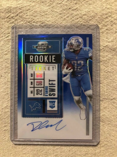 2020 Contenders Optic D'ANDRE SWIFT Rookie Ticket Auto Blue #d 30/75. Lions. 