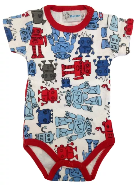 BNWT Baby Boy One Piece Jumpsuit Romper Robots  Blue Red Grey Sz 000 -  18 mths