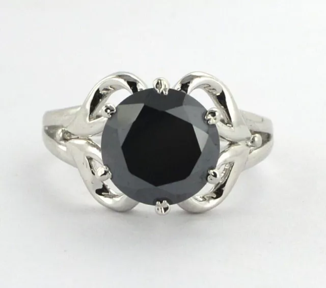 Bague diamant noir 5 ct en argent sterling 925 certifiée AAA ! Cadeau de la...