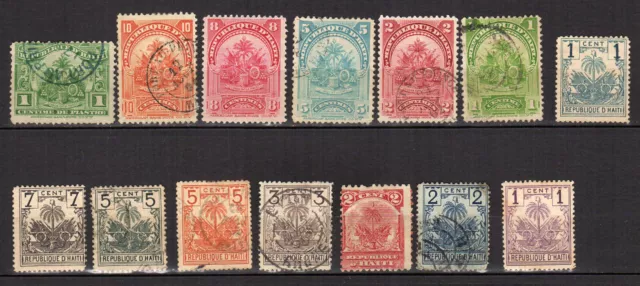 Haïti 1880-1915 Armoiries lot de 14 timbres oblitérés /TE3604