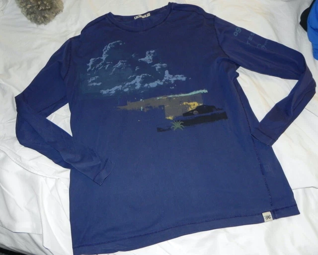Men's Size Large Blue Agave Lux TESLA Supima Cotton Long Sleeve Shirt USA Made