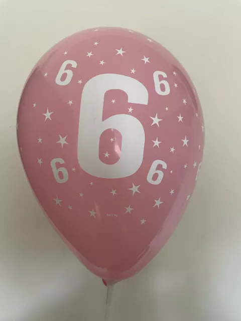 10 x 10" Age 6 Pink Latex Balloons Girls 6th Birthday Party Supplies Decoration