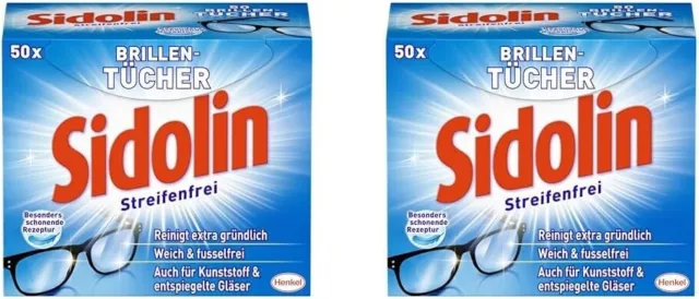 2 x  50 Sidolin Reinigungstücher Brillen Displays Bildschirme Brillenputztücher