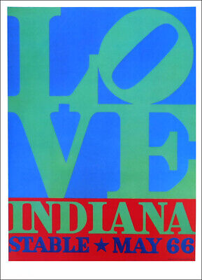 Robert Indiana Amor Azul Verde Rojo Estable Galería 1978 Póster 16 x 11