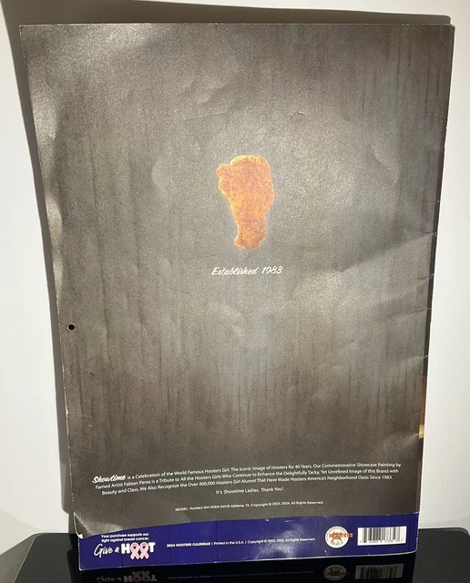 HOOTERS 15 MONTH Oversized 2024 Wall Calendar New With Poster & Coupons