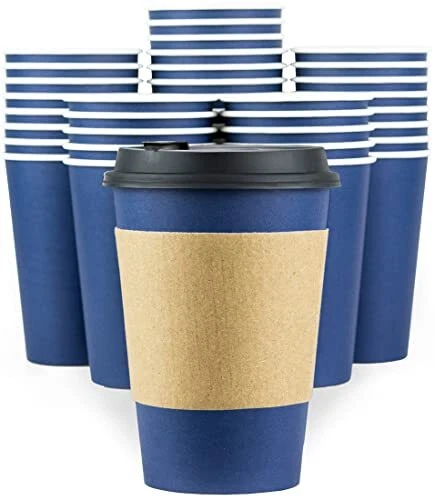 Glowcoast Disposable Coffee Cups With Lids - 12 oz To Go Coffee Cup 90 Pack. ...