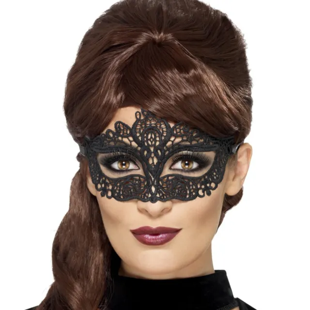 Spitzenmaske schwarz Venezianische Augenmaske Maske Karneval Venedig Gothic